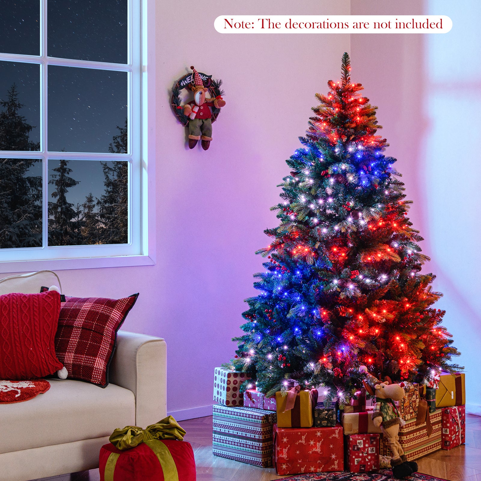 5/6/7/8 FT Artificial Christmas Tree with LED Lights and Remote APP Control-6 ft, Green Christmas Tree at Gallery Canada