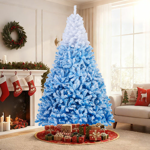 Artificial Christmas Tree, 8 Feet, With Warm White LED Lights, 8 Modes, Blue