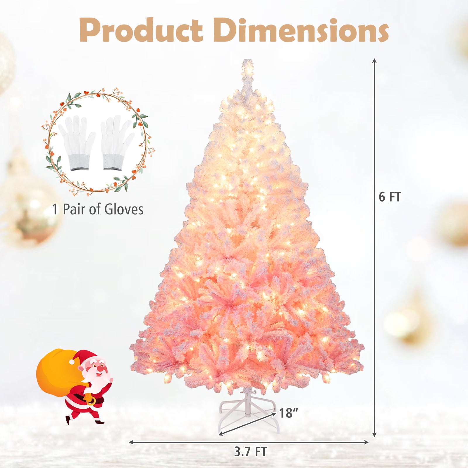 6 FT Artificial Christmas Tree, Warm White LED Lights, 8 Modes, Pink Christmas Tree at Gallery Canada