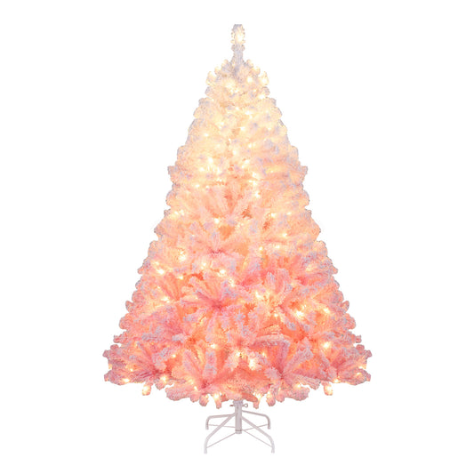 6 FT Artificial Christmas Tree, Warm White LED Lights, 8 Modes, Pink Christmas Tree Pink at Gallery Canada