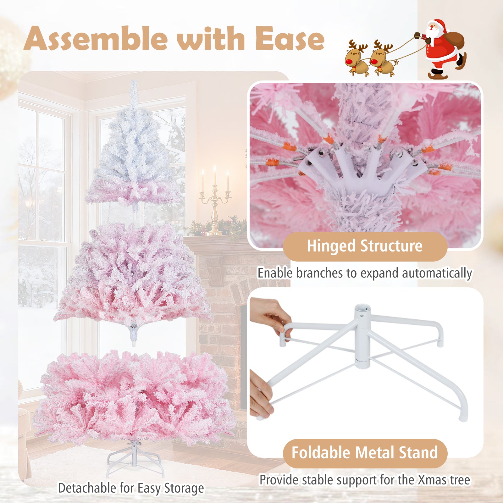 6 FT Artificial Christmas Tree, Warm White LED Lights, 8 Modes, Pink Christmas Tree at Gallery Canada