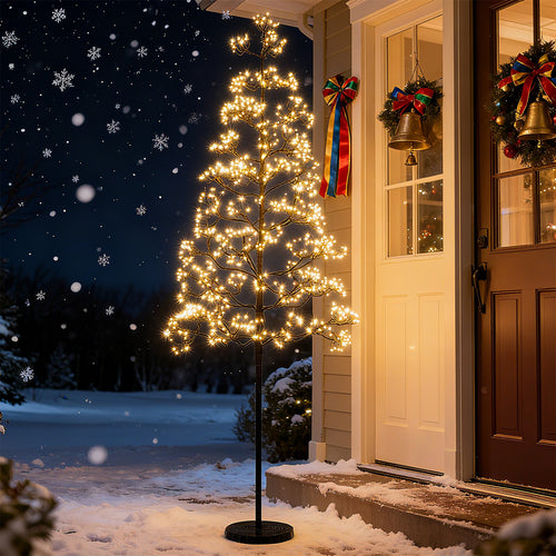 5ft Lighted Alpine Tree, Warm White LED, Artificial Cedar, Weighted Base