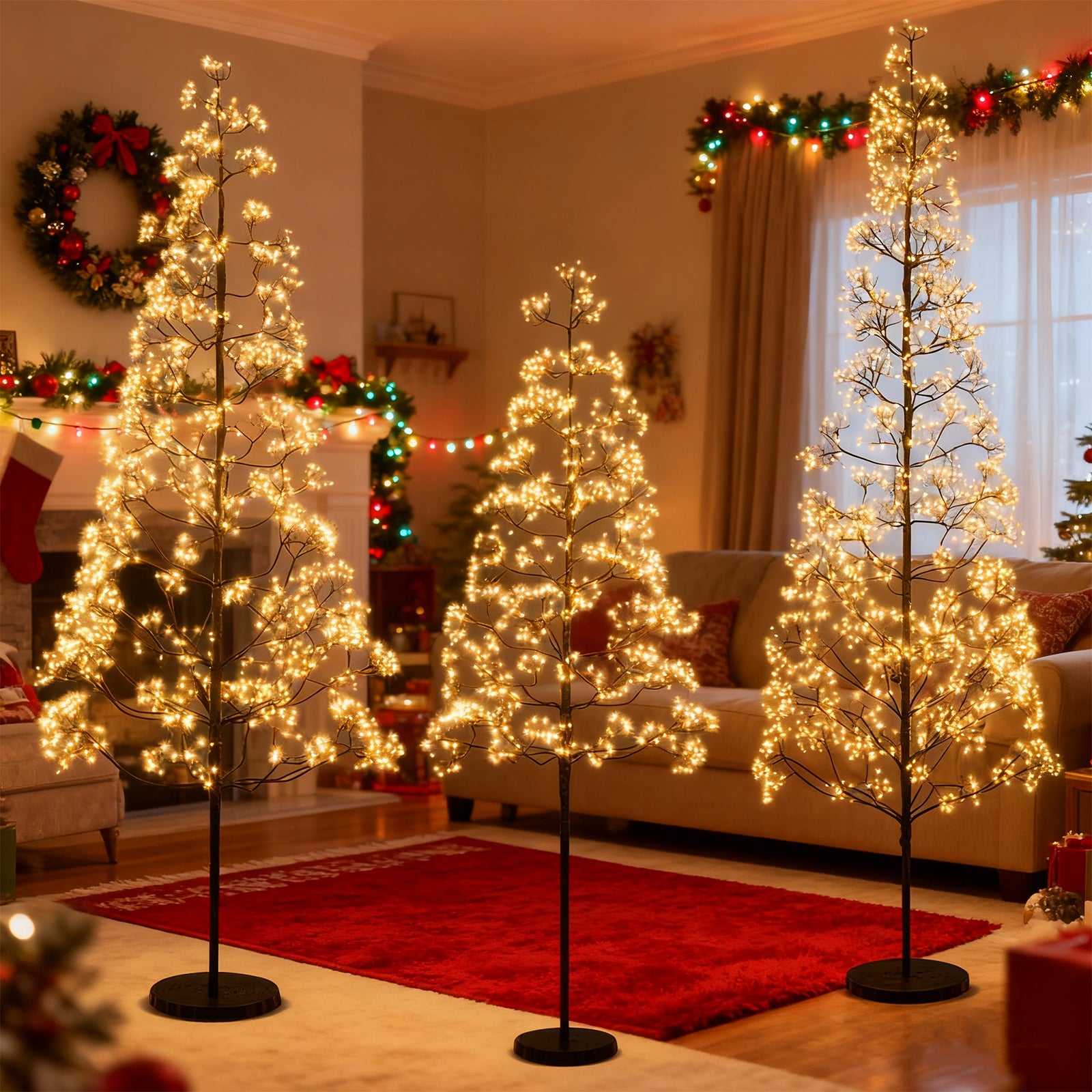 5/6/7 FT Lighted Alpine Tree with Warm White Light LED Lights Pre-lit Artificial Cedar Tree with Weighted Base-7 ft Christmas Tree at Gallery Canada