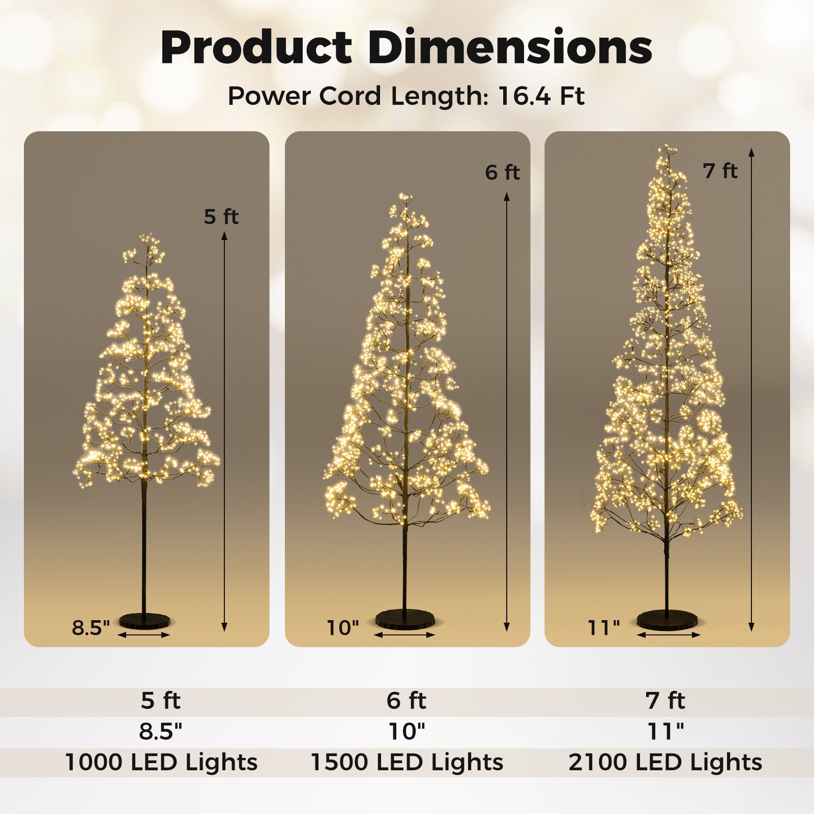 5/6/7 FT Lighted Alpine Tree with Warm White Light LED Lights Pre-lit Artificial Cedar Tree with Weighted Base-7 ft Christmas Tree at Gallery Canada