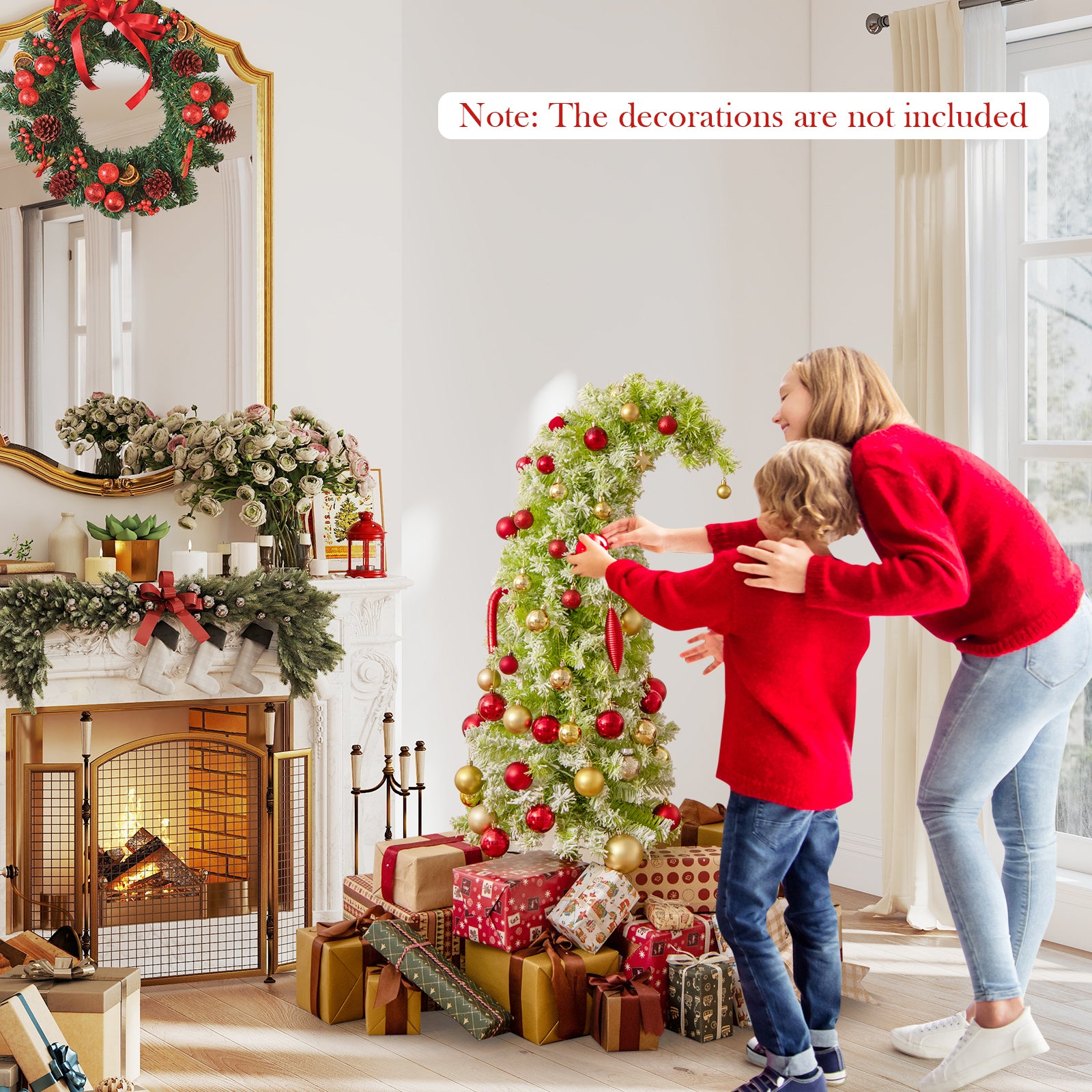 5/6/7 FT Whimsical Christmas Tree with Bendable Top and 216/290/366 Branch-5 FT, Green Christmas Tree at Gallery Canada