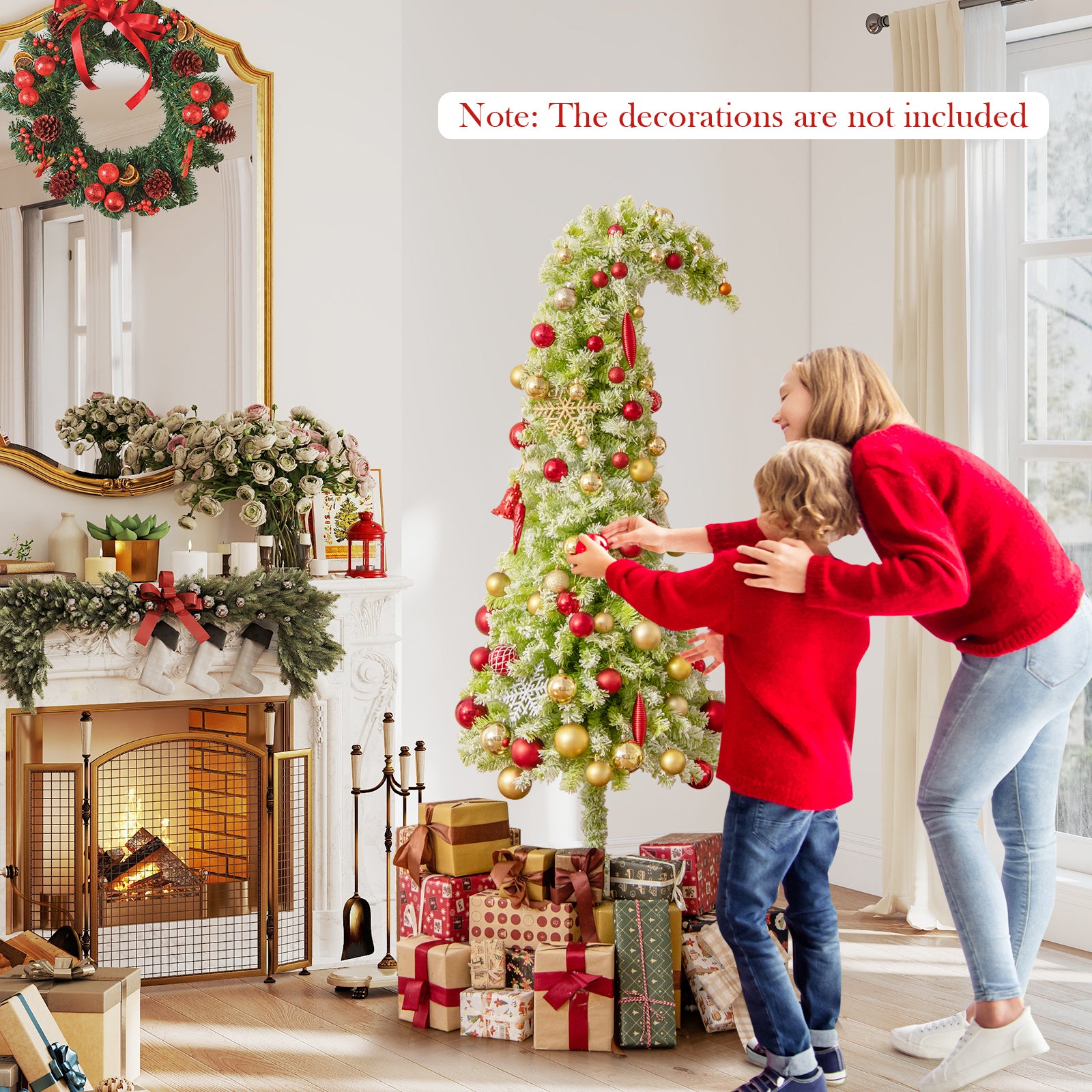 5/6/7 FT Whimsical Christmas Tree with Bendable Top and 216/290/366 Branch-7 FT, Green Christmas Tree at Gallery Canada