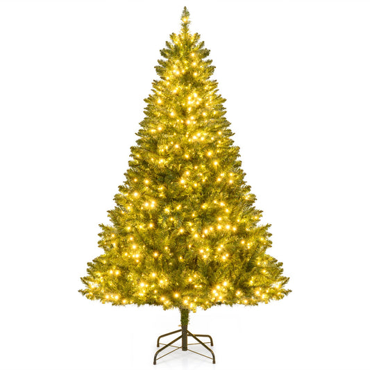 5/6/7 Feet Artificial Christmas Tree Hinged Xmas Tree with 7 Lighting Modes-6 Feet, Green Christmas Tree Options at Gallery Canada