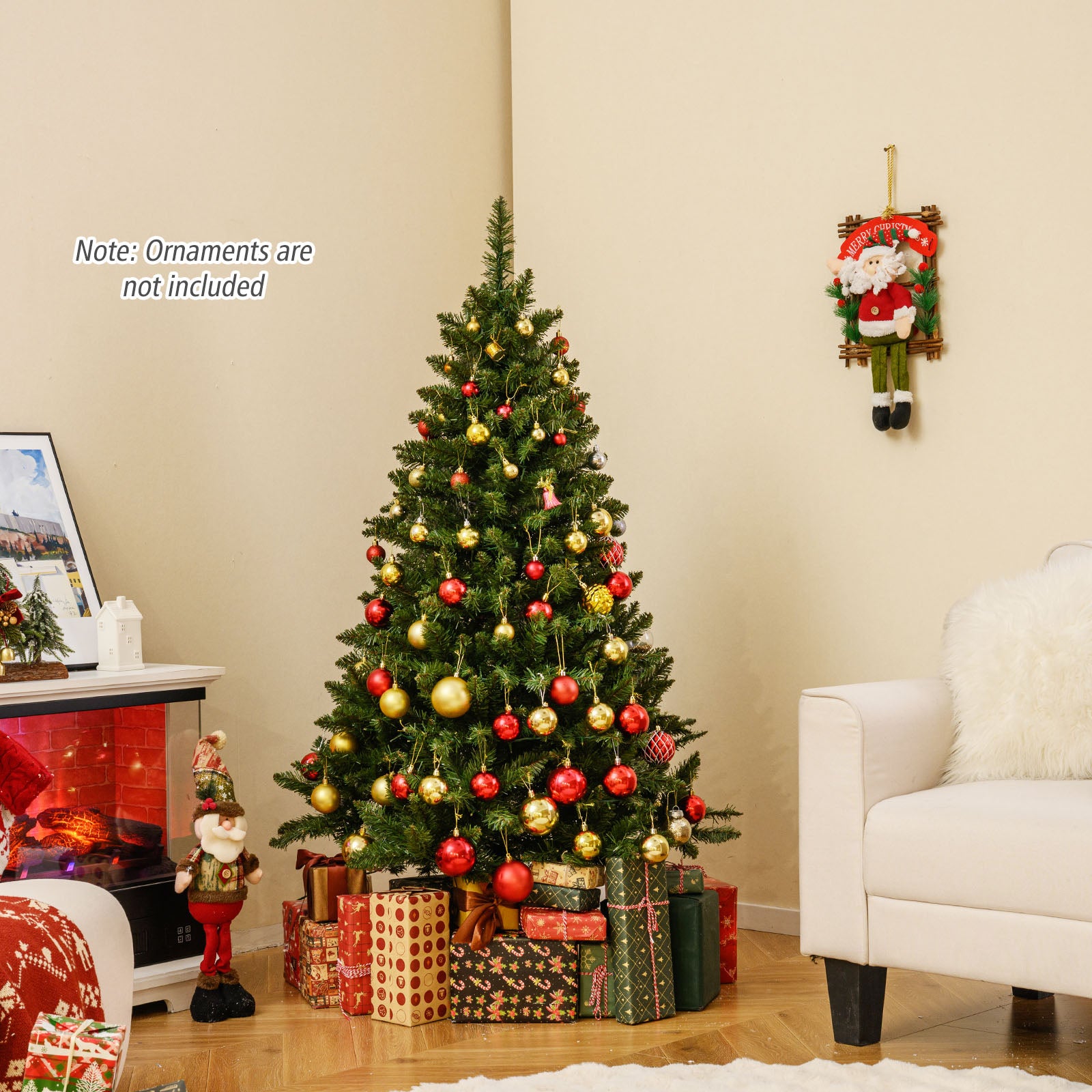 5 Feet Artificial Christmas Tree, 7 Lighting Modes, Green Christmas Tree at Gallery Canada