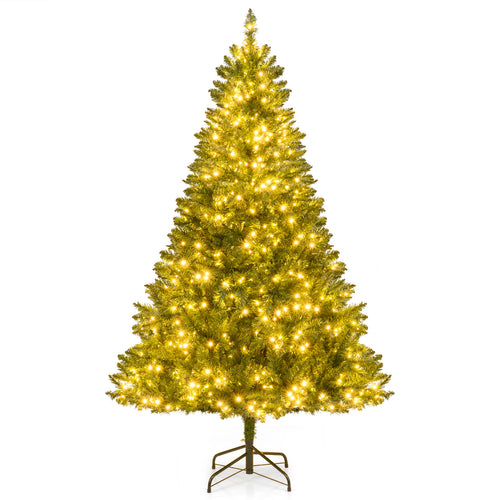 Artificial Christmas Tree, 6 Feet, Hinged, 7 Lighting Modes, Green