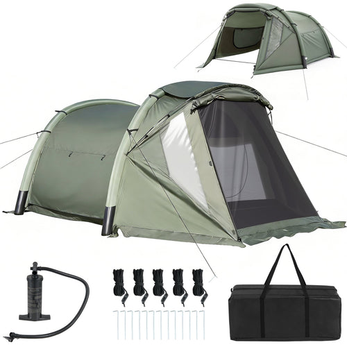 5-7 Person Inflatable Camping Tent with Screened Porch, Green