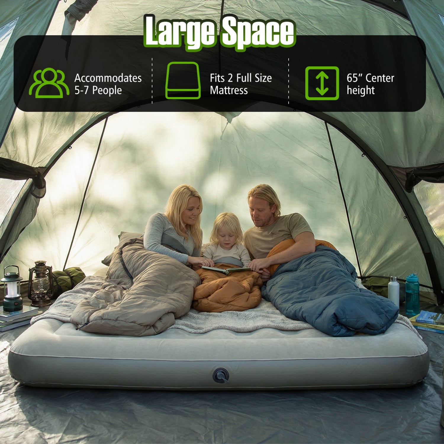 5-7 Person Inflatable Camping Tent with Screened Porch, Green Tents at Gallery Canada