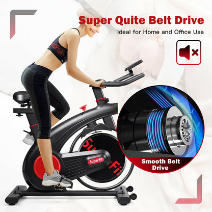 Stationary Exercise Bike Silent Belt with 20LBS Flywheel, Black Exercise Bikes at Gallery Canada