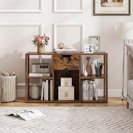 5-Cube Bookcase with Storage Drawer, Rustic Brown Bookcases Rustic Brown at Gallery Canada
