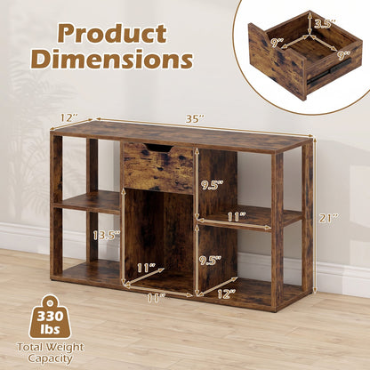 5-Cube Bookcase with Storage Drawer, Rustic Brown Bookcases at Gallery Canada
