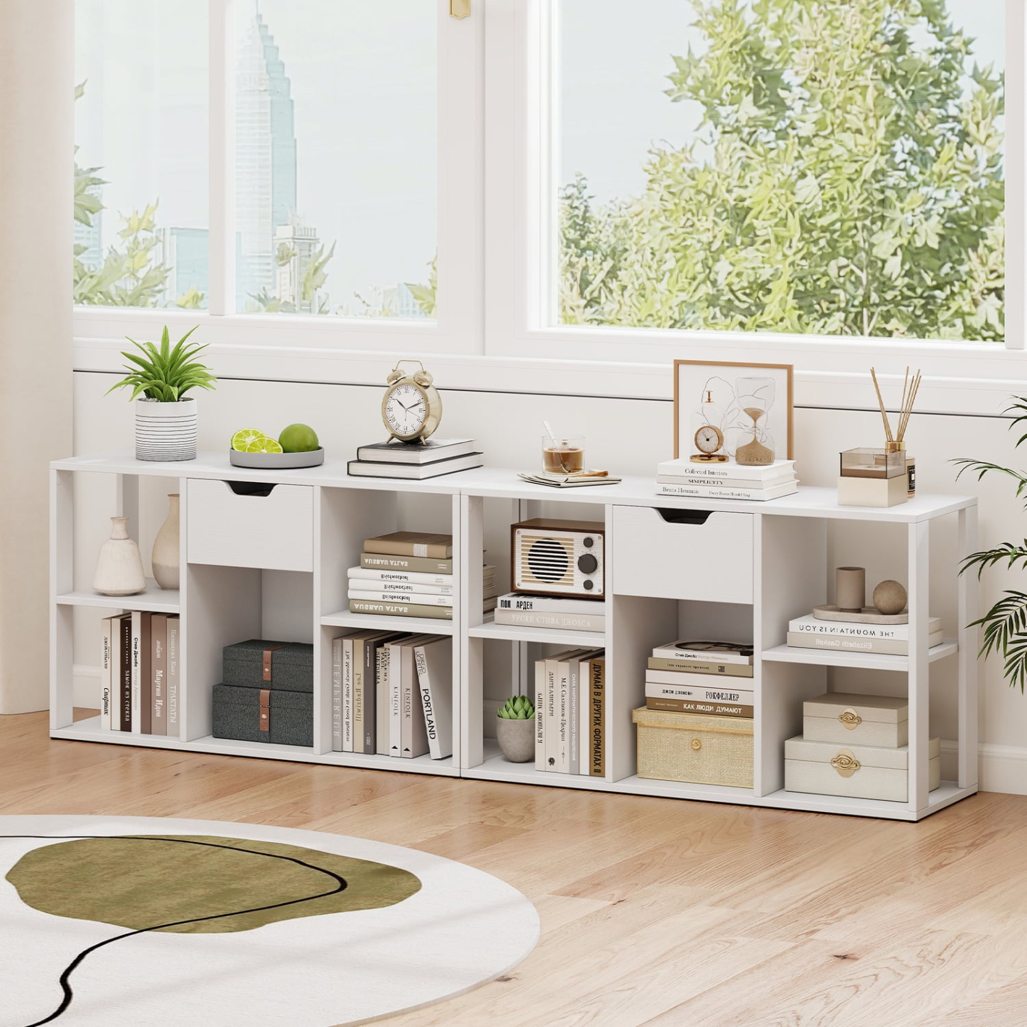 5-Cube Bookcase with Storage Drawer, White Bookcases at Gallery Canada