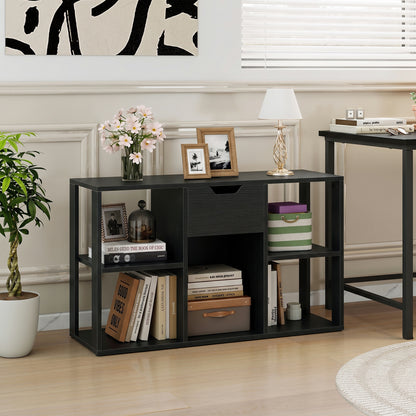 5-Cube Bookcase with Drawer, Black