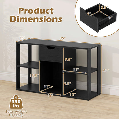 5-Cube Bookcase with Drawer, Black