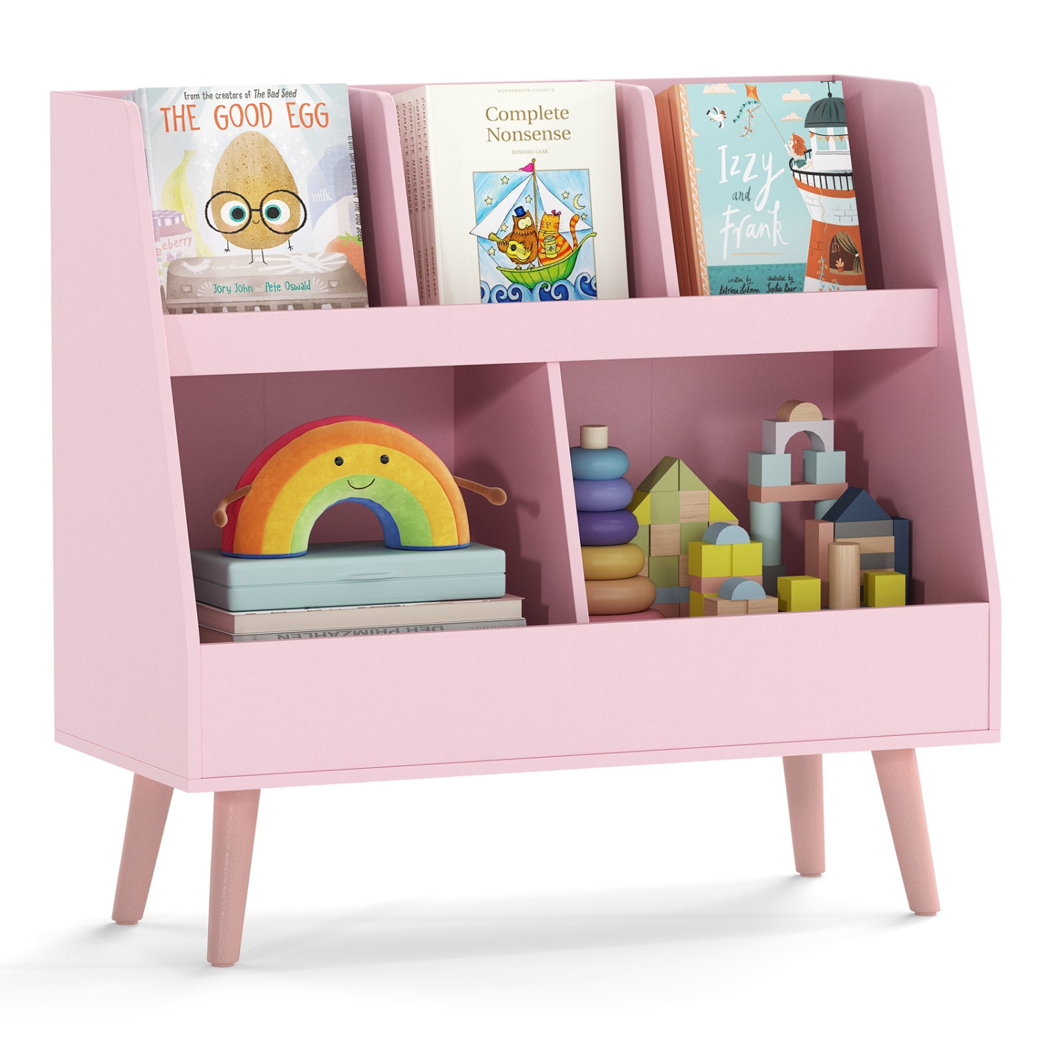 5-Cube Kids Bookshelf, Toy Organizer With Anti-Tipping, Pink Kids Storage Pink at Gallery Canada