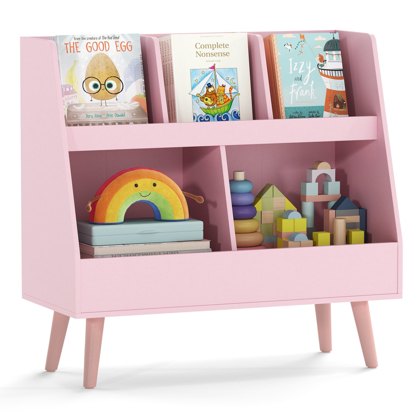 5-Cube Kids Bookshelf, Toy Organizer With Anti-Tipping, Pink Kids Storage Pink at Gallery Canada