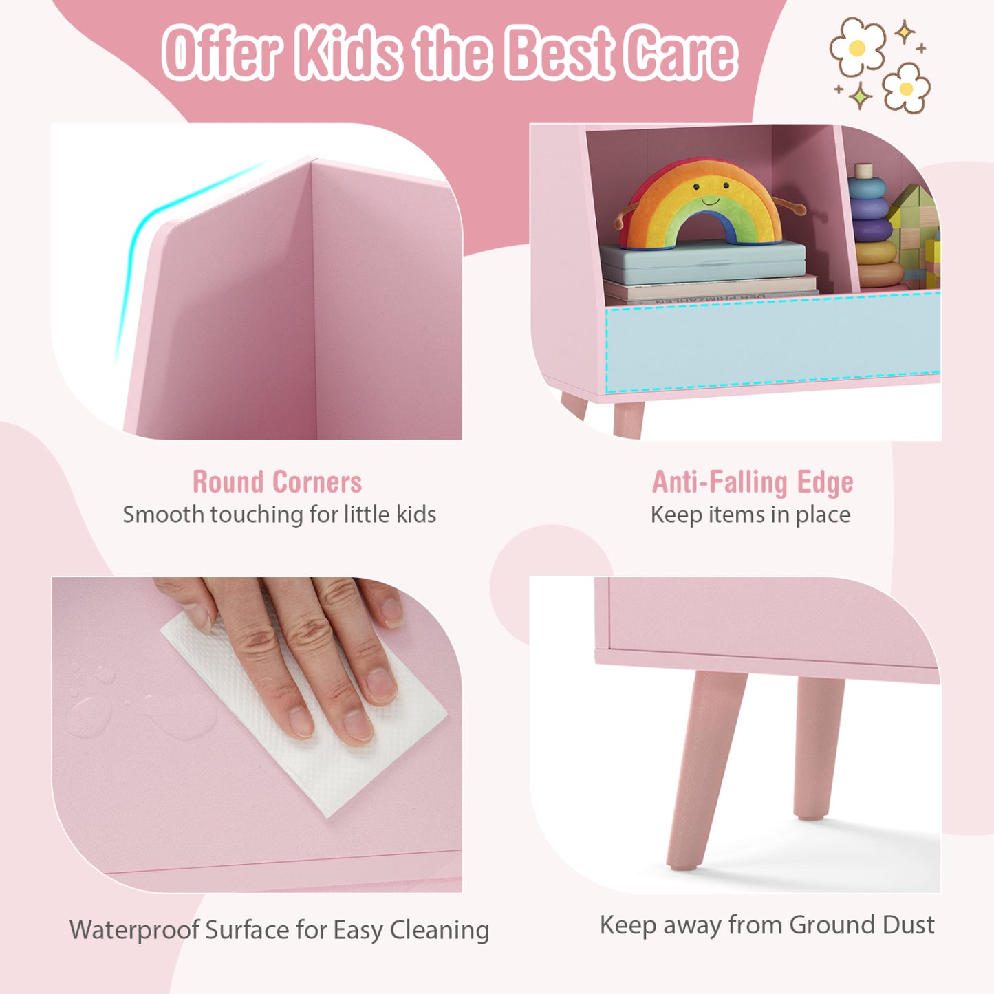 5-Cube Kids Bookshelf, Toy Organizer With Anti-Tipping, Pink Kids Storage at Gallery Canada