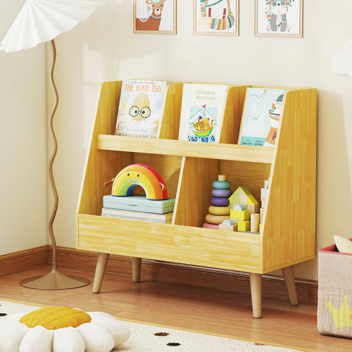 5-Cube Kids Bookshelf Toy Organizer, Oak