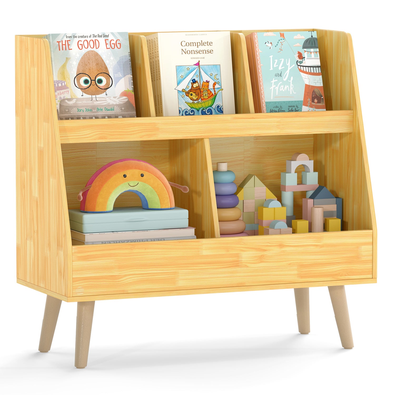 5-Cube Kids Bookshelf Toy Organizer, Oak Bookcases Oak at Gallery Canada