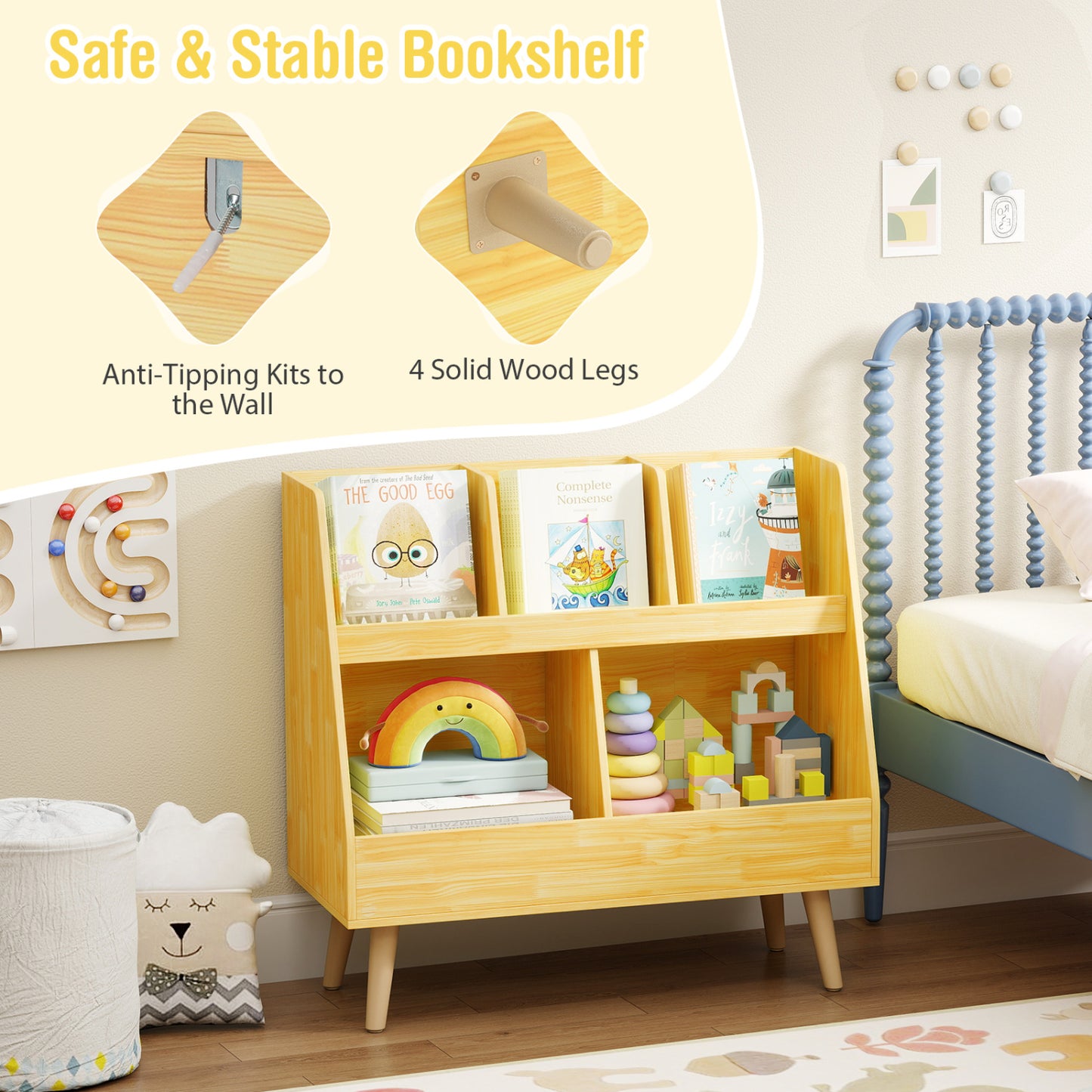 5-Cube Kids Bookshelf Toy Organizer, Oak Bookcases at Gallery Canada