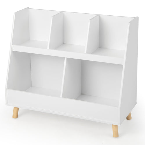 5-Cube Kids Bookshelf, Toy Organizer, Anti-Tipping Kits, White