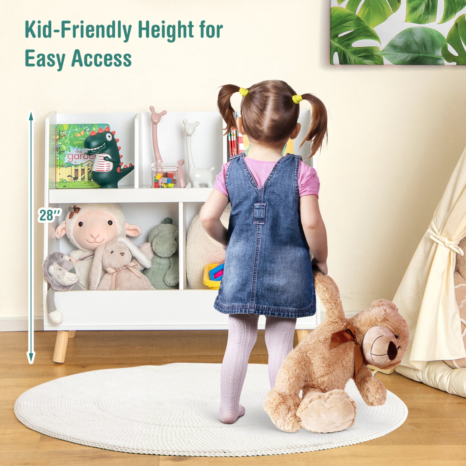 5-Cube Kids Bookshelf, Toy Organizer, Anti-Tipping Kits, White Bookcases at Gallery Canada