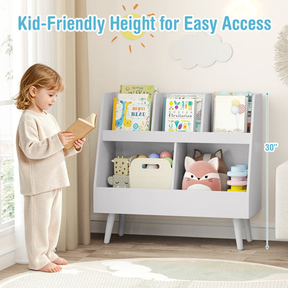 5-Cube Kids Bookshelf & Toy Organizer, Light Gray