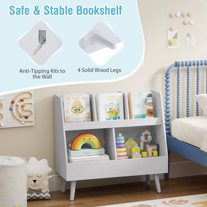 5-Cube Kids Bookshelf & Toy Organizer, Light Gray