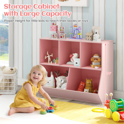 5-Cube Wooden Kids Toy Storage Organizer with Anti-Tipping Kits, Pink Kids Storage at Gallery Canada