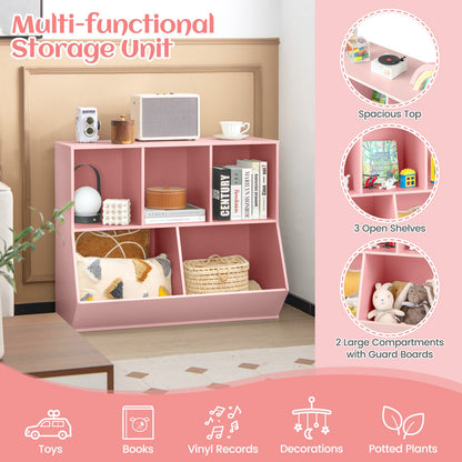 5-Cube Wooden Kids Toy Storage Organizer with Anti-Tipping Kits, Pink Kids Storage at Gallery Canada