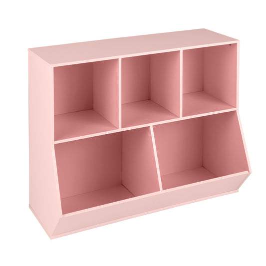 5-Cube Wooden Kids Toy Storage Organizer with Anti-Tipping Kits, Pink Kids Storage Pink at Gallery Canada