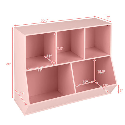5-Cube Wooden Kids Toy Storage Organizer with Anti-Tipping Kits, Pink Kids Storage at Gallery Canada