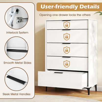 5-Drawer Dresser With Interlock System, White Dressers & Chests at Gallery Canada
