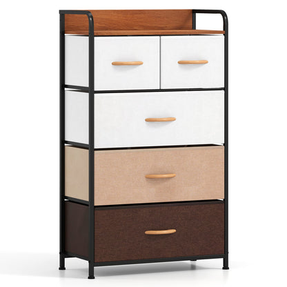 5-Drawer Fabric Dresser with Removable Fabric Bins, Multicolor