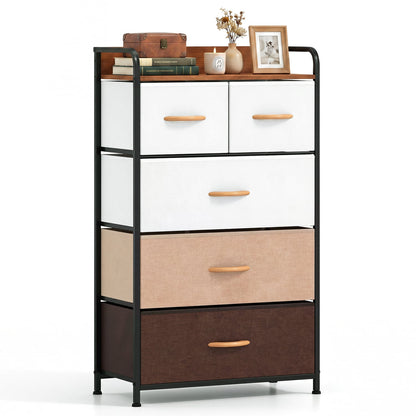 5-Drawer Fabric Dresser with Removable Fabric Bins, Multicolor