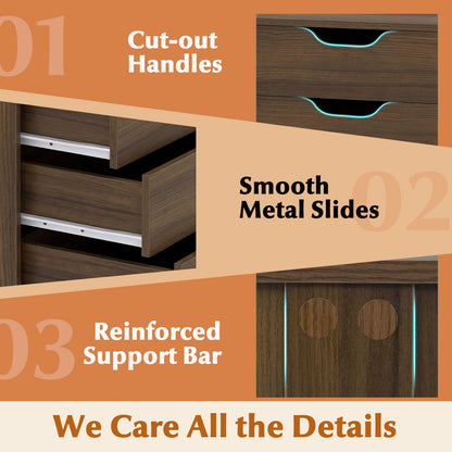 5 Drawer Mobile File Cabinet with Wheels for Living Room, Walnut File Cabinets at Gallery Canada