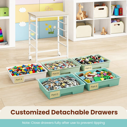 5-Drawer Rolling Cart, Wooden Tabletop, Metal Frame, Green Gradient File Cabinets at Gallery Canada