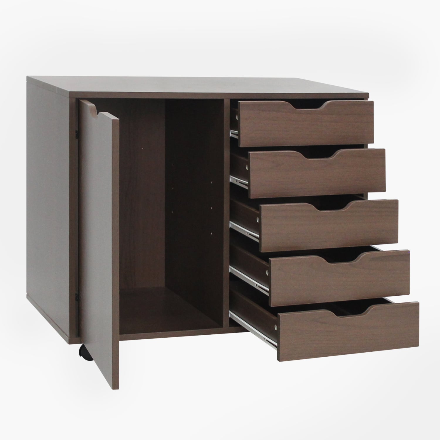 5 Drawer Storage Cabinet on Wheels with Adjustable Shelf, Brown File Cabinets at Gallery Canada