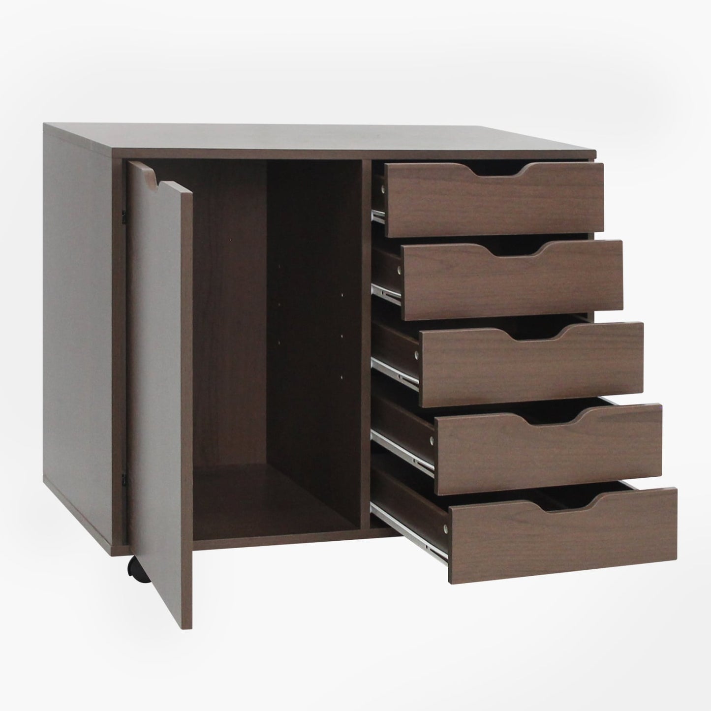 5 Drawer Storage Cabinet on Wheels with Adjustable Shelf, Brown File Cabinets at Gallery Canada