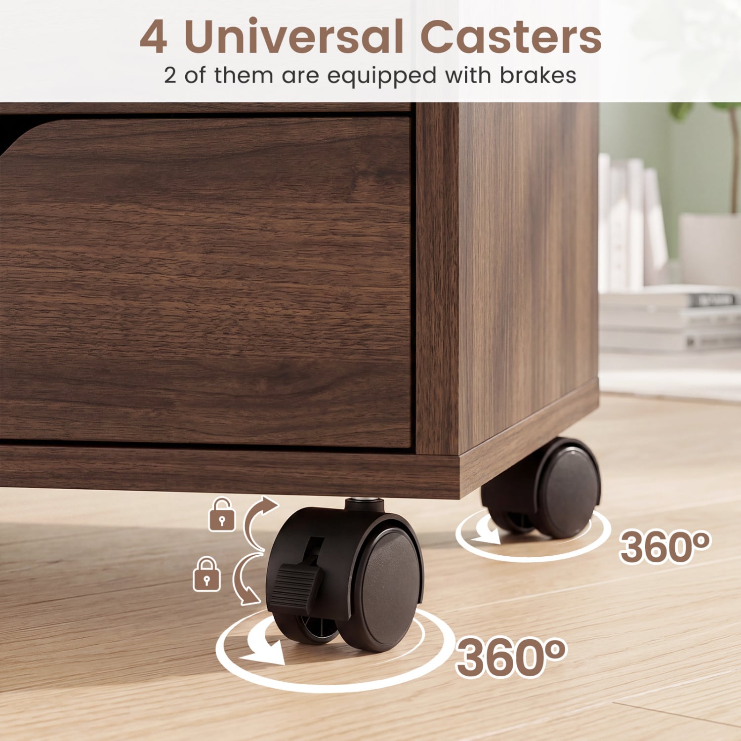 5 Drawer Storage Cabinet on Wheels with Adjustable Shelf, Brown File Cabinets at Gallery Canada