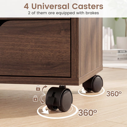 5 Drawer Storage Cabinet on Wheels with Adjustable Shelf, Brown File Cabinets at Gallery Canada