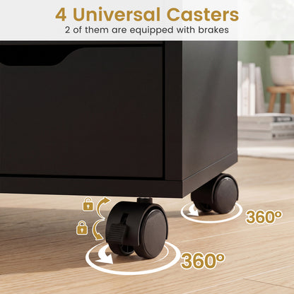 5 Drawer Storage Cabinet on Wheels with Adjustable Shelf, Black File Cabinets at Gallery Canada