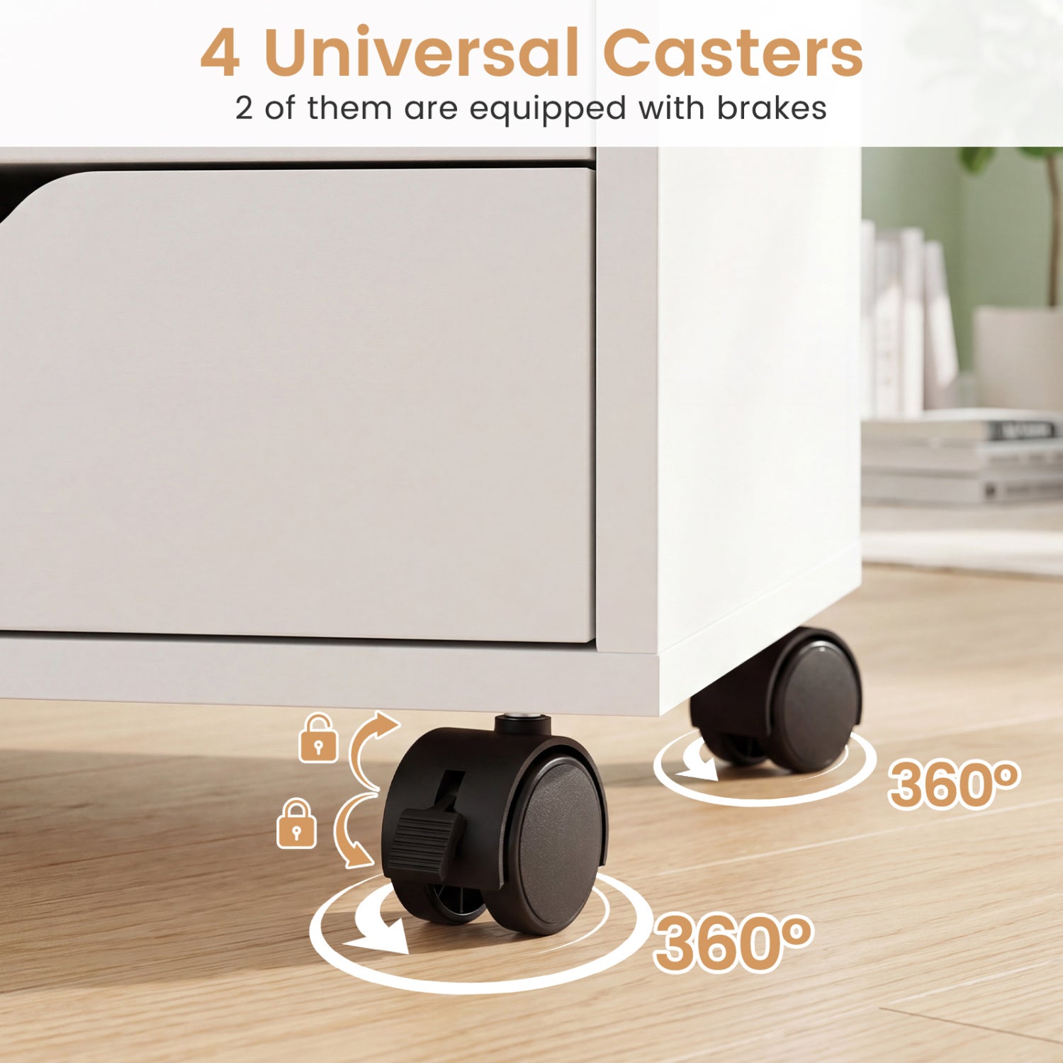 5 Drawer Storage Cabinet on Wheels with Adjustable Shelf, White File Cabinets at Gallery Canada