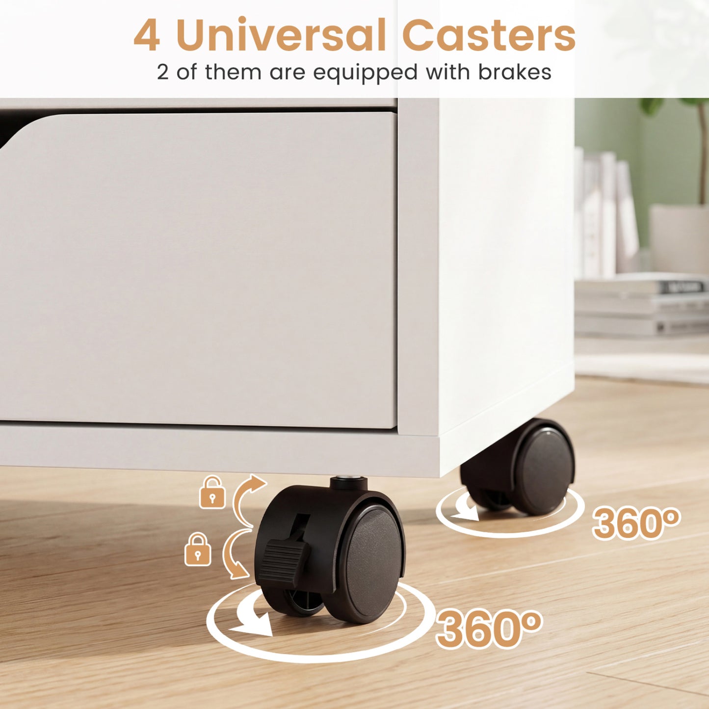 5 Drawer Storage Cabinet on Wheels with Adjustable Shelf, White File Cabinets at Gallery Canada