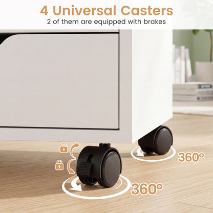 5 Drawer Storage Cabinet on Wheels with Adjustable Shelf, White File Cabinets at Gallery Canada