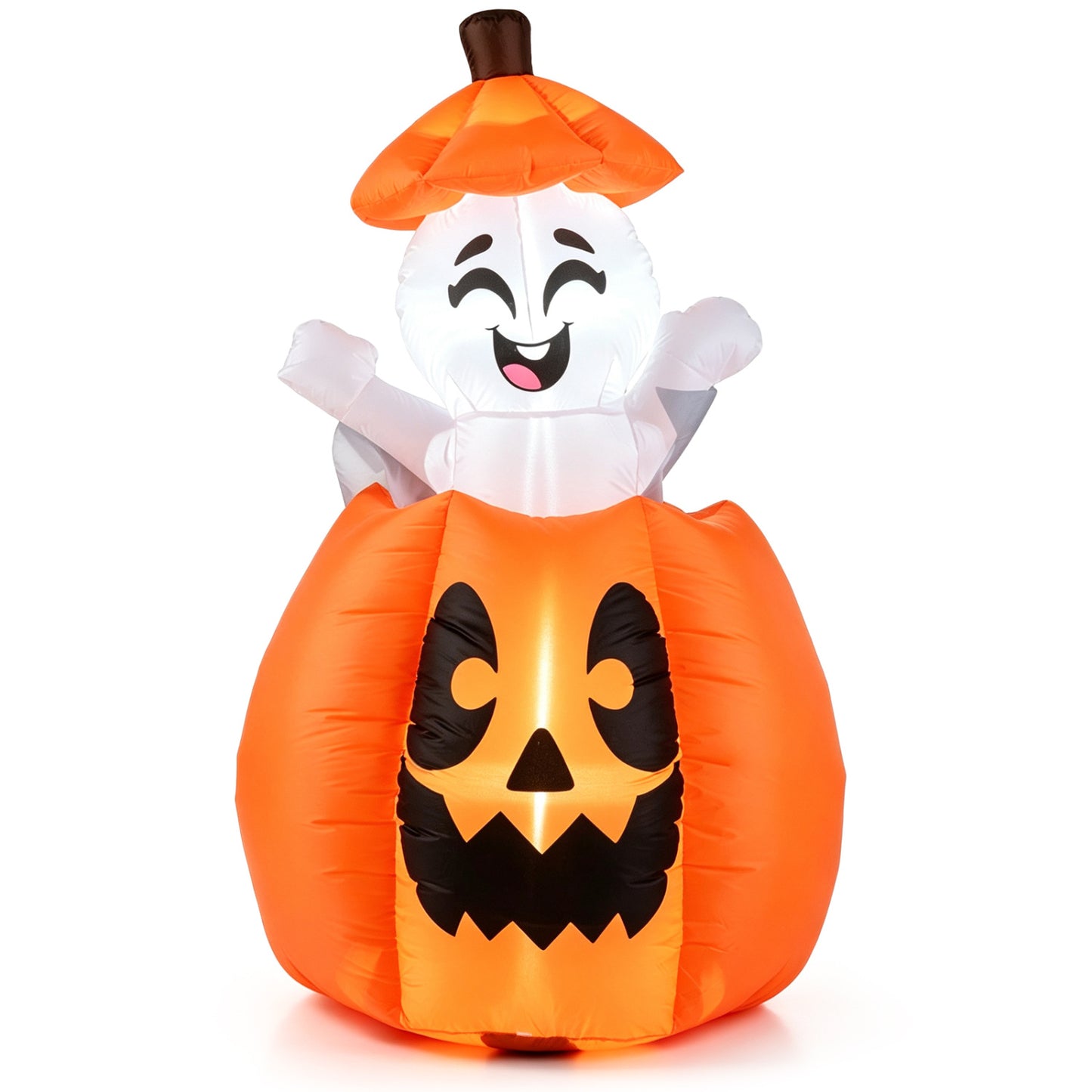 5 FT Halloween Inflatable Pumpkin Rising Ghost, Orange