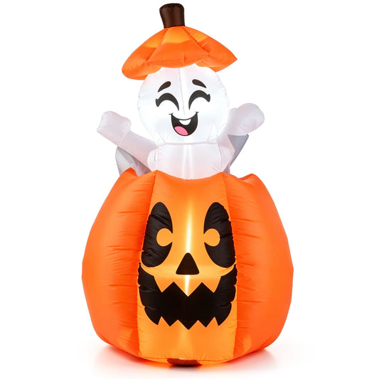 5 FT Halloween Inflatable Pumpkin and Ghost, Orange Halloween Orange at Gallery Canada